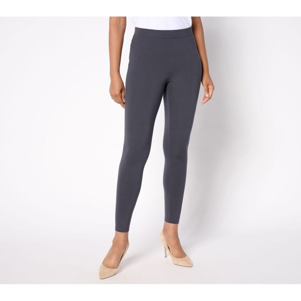 Liberare Women's Petite Pants PM Pull On Luxe Ponte Leggings Gray A668128